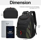 Boavan Laptop Backpack for men, 17.3 inch Laptop Bag with USB Port, Waterproof Travel Work Backpack Purse, Anti-Theft Teacher Nurse Doctor Casual Bookbags Office Business backpack，Black&Army Green