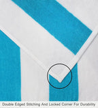 COTTON CRAFT Hooded Beach Towel - Oversized XXL 35x84 Towel with Hood for Adults - The Big Kahuna 7 Foot Beach Blanket Towel - Big & Tall Soft 100% Cotton Velour - Pool Bath Wrap - Cabana Stripe Aqua
