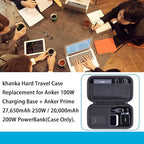 khanka Hard Travel Case Replacement for Anker 100W Charging Base + Anker Prime 27,650mAh 250W / 20,000mAh 200W PowerBank(Case Only).