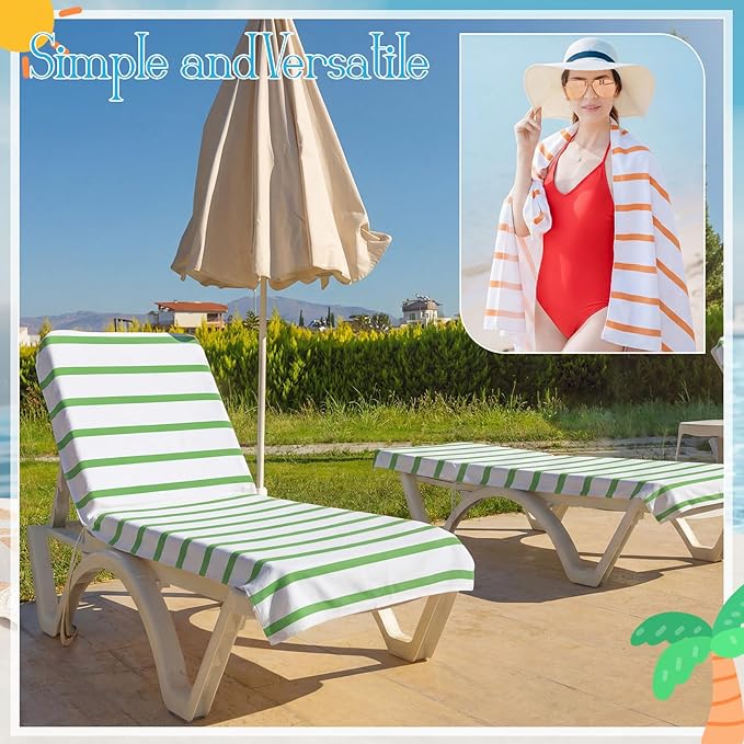 EBOOT 10 Pack Oversized Beach Towel Set Extra Large Pool Towels Microfiber Quick Dry Swim Blanket for Adult Women Men Face Hand Body Bath Travel Pool (Mixed Color,36 x 72 Inch,Classic Stripe)