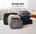 LeanTravel Premium Compression Packing Cubes for Travel - Suitcase Organizer Bags with Double Zipper & Breathable Mesh Panel - Space Saving Carry On Luggage Essentials (6-Pack, Navy Blue)