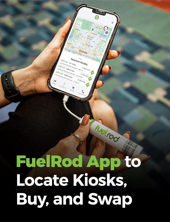 FuelRod USB-C Portable Charger Kit - Pack of 3- Includes All Cables & Adapters Compatible with All Tablets & Smart Phones, Rechargeable Backup Power Bank, Swap for Charged Rod at Kiosk
