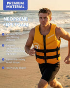 Owntop Swim Vest Adult Water Sport Vest Neoprene Floaties for Swimming, Boating, Kayaking, Fishing | Adjustable Zipper Dual Buckle Foldable Buoyancy Jacket