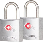 BRINKS TSA Approved Padlock 2-Pack, 22mm Aluminum Body, Hardened Steel Shackle, Luggage Locks with Keys, TSA Lock for Suitcases & Carry-Ons