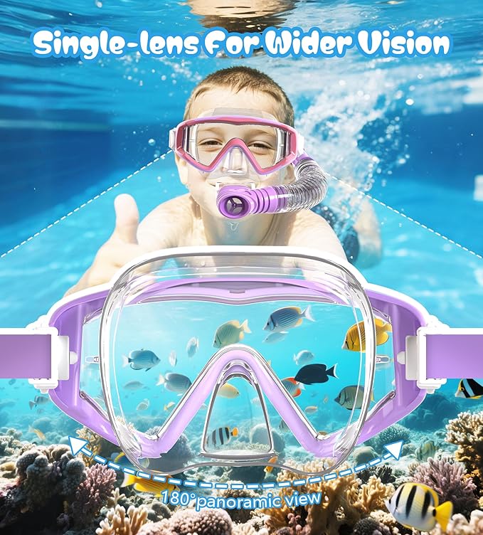 Aegend Snorkeling Gear for Adults Youth Kids, Snorkel Mask with Top Dry Valve - Panoramic View Anti-Leak and Anti-Fog with Mesh Bag for Snorkeling, Scuba Diving, Freediving & Swimming