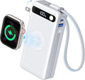 BREEKET Nano Power Bank, 10000mAh Portable Charger with Built-in Cables & Wall Plug, 5 Outputs 22.5W USB C Fast Charging Travel Battery Pack for iPhone 17/16/15/14, Apple Watch Ultra/11/10/9/8/7/6/SE