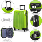 World Traveler VentureX Airline Approved 20-Inch Carry-On Luggage – Lightweight Hardside Polycarbonate Suitcase with Spinner Wheels - Contour Apple Green