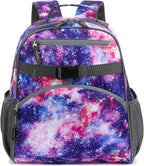 FlowFly Kids Backpack for Toddler Boys Girls, Simple Lightweight Bookbag for Daycare Kindergarten Elementary School Travel, Small Modern Bag (Medium 15''), Galaxy