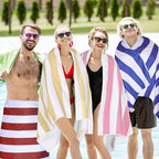 EBOOT 10 Pack Oversized Beach Towel Set Extra Large Pool Towels Microfiber Quick Dry Swim Blanket for Adult Women Men Face Hand Body Bath Travel Pool(Fancy Color,28 x 59 Inch,Cabana Stripe)