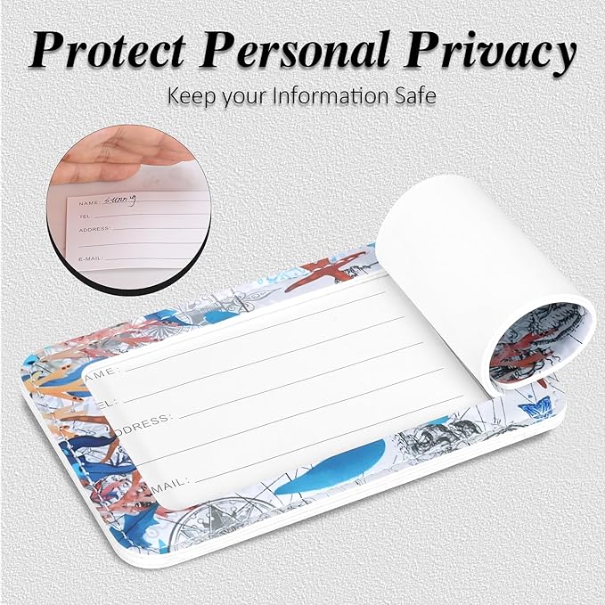 Luggage Tags for Suitcases, 2 Pack Cute PU Leather Luggage Tag TSA Approved with Stainless Steel Loop and Address Card Baggage Tag for Travel&Cruise Ships&Shipping Sea Turtle, by Chelmon