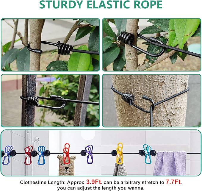 Retractable Portable Clothesline for Travel,2 Packs of Portable Clothesline with 8 clothespins,2 Packs of Disposable Compressed Towels,Suitable for Indoor Clothesline, Outdoor Camping Accessories