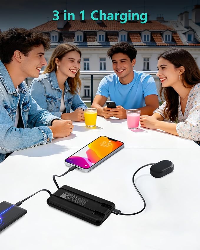 Miady [UL Listed] 2-Pack Portable Charger, 10000mAh Slim Power Bank Built-in 2 Cables Lightweight Travel Battery Pack 3 Outputs 2 Inputs Compatible with iPhone 17/16/15/14/13 Galaxy S24/S22 iPad etc