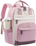 LOVEVOOK Laptop Backpack Women with Giant Tumbler Holder,17.3 inch Work Travel Backpack Computer Laptop Bag,Cute College Nurse Teacher Backpack Purse,Gifts for Women & Men,Pink-Off-white-Light pink