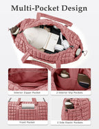 Quilted Travel Duffle Bag for Women Medium Weekender Bag Puffer Overnight Bag Large Soft Puffy Duffel Bag Carry-On Gym Bag Lightweight Personal Item Travel Bag for Trips Business Sport Airplane