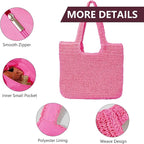 GOLDTIMO Beach Bags for Women - Summer Soft Large Woven Shoulder Purse Handbag, Beach Tote Straw Bag for Summer Vacation