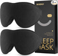 MABAO 2 Packs Sleep Mask for Side Sleeper, Eye Mask for Sleeping Women Men, 3D Contoured Cup No Eye Pressure 100% Light Blocking Sleeping Mask with Adjustable Strap Night Blindfold Flight, Nap, Black