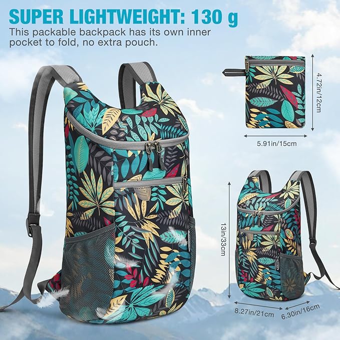 G4Free Lightweight Packable Hiking Backpack for Men Women Small Hiking Daypacks Foldable Shoulder Pack Casual Outdoor Bag 11L