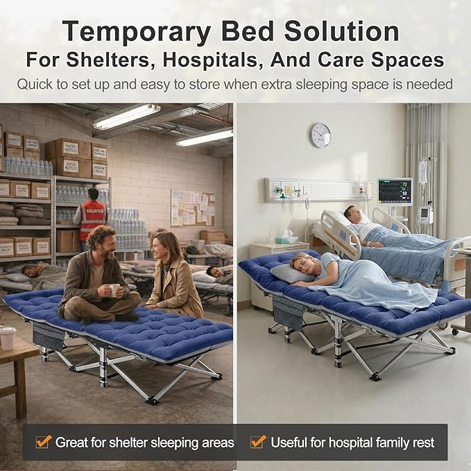 ABORON XXL Camping Cot for Adults 900LBS - 78"×32" Oversized Folding Bed with Mattress Pad, Heavy Duty 1200D Oxford Outdoor Cot with Carry Bag