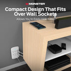 Monster 6 Outlet Wall Surge Protector with USB-C & USB A Ports, ETL Listed Wall-Mounted Charging Station, 1200 Joules Dual Mode Multi Outlet Charger Block