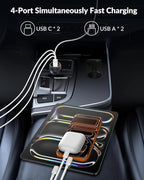Car Charger USB C, 4-Port 90W Super Fast Charging Car Phone Charger Accessories Dual USB-C & USB-A Cargador Carro Cigarette Lighter Adapter for iPhone 17 16 15 14 13 12, iPad, Galaxy, Tablet, Android