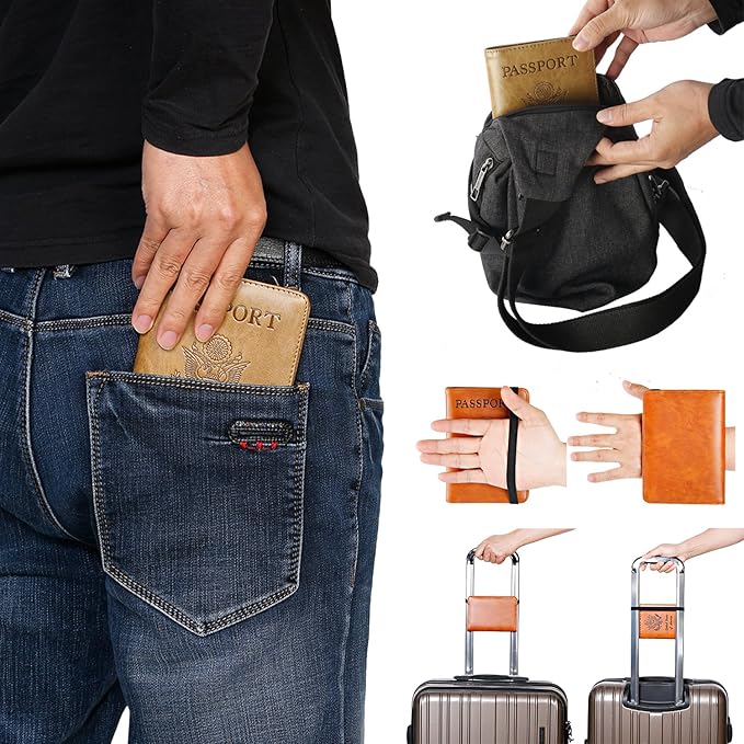 Passport Holder Cover Wallet Travel Essentials RFID Blocking Leather Card Case International Must Haves Travel Accessories for Women Men(113#Purple)