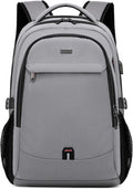 DUSLANG 17 Inch Travel Laptop Backpack Water Resistant College Backpack for Men Laptop Bag with USB Charging Port,Light Grey