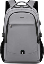DUSLANG 17 Inch Travel Laptop Backpack Water Resistant College Backpack for Men Laptop Bag with USB Charging Port,Light Grey