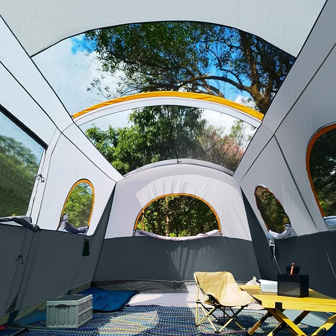 UNP Camping Tent 8 Person Waterproof Big Tunnel Tent with Screen Porch,Family Outdoor Large Tents for Camping 20' x 9' x 80in(H)