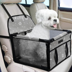 Dog Car Seat Foldable Dog Car Booster Seat Waterproof Breathable Oxford Travel Bag for Small to Medium Dogs, Puppies, and Pets-Pattern Grey-Upgrade
