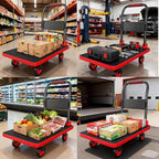 Foldable Luggage Trolley on Wheels Heavy-Duty Cart with Handle & Bumper Strips Silent TPR Wheels for Easy Transport & Storage (60×90×97cm)