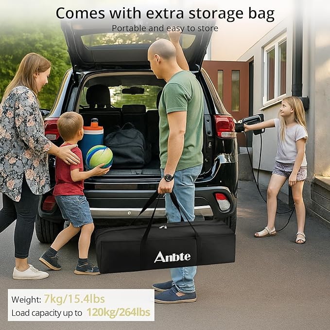 Anbte Heavy-Duty Camping Table, 48” x 23.6” Large Roll Up Camping Table for 6-8 People Support 264lbs with Carry Bag, Waterproof, Portable, for Backyard BBQ Tailgating Picnic Party Indoor, Black