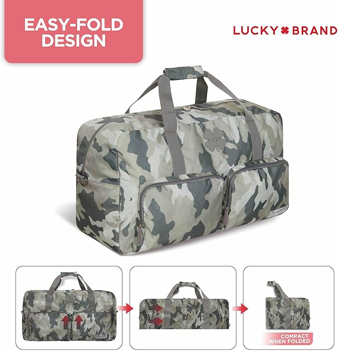 Lucky Travel Duffel Bags 85L, Gym Bag, Travel Bag & Large Duffle Bag for Men, Foldable Overnight Weekender Bags for Women & Men with Adjustable Shoulder Strap, Camo