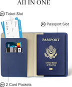 Passport Holder for Travel Essentials,RFID Blocking Passport Cover Case for Travel Accessories,Travel Wallet for Women Men (Navy Blue)