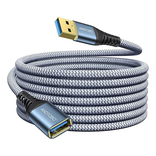 ANDTOBO USB Extension Cable 16ft, USB 3.0 Type A Male to Female Extender Cables High-Speed Data Transfer 5Gbps Compatible with Gamepad, Printer, Webcam, USB Keyboard, Flash Drive, Hard Drive