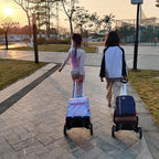 Rolling Backpack Trolley Cart with Stair-Climbing Quiet Wheels,Foldable Aluminum Frame,Adjustable Handle,Large 77 lbs Capacity–Fits Travel Bags,Book Bags,Shopping–Pink,No Edge Guard