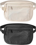 2 Pcs Travel Money Belt for Women,Hidden Money Pouch for Travel,Undercover Anti-Theft Travels Moneys Belt Under Clothes for Cash Cards Passport Keys Mobile Phone for Men Women