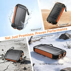 Solar Phone Charger 20000mAh Portable Power Bank with 15W USB-A and USB-C Orange Battery Pack Compatible with iPhone, iPad, Samsung, Built-in 2 LED Emergency Flashlights Perfect for Camping, Travel