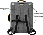 BPC 3-in-1 Messenger & Backpack, Durable 15-Inch Laptop Carrier with Front Zipper Pockets, Straps, Earphone Port for Business & Commute (Gray)
