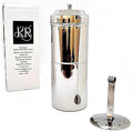 KERAM Indian stainless-steel small-portable coffee filter-drip-maker, 4-5 cup(10.14 Oz) perfect for camping/travel, Retro-vintage style coffee dripper-filter storage-gator-strainer, Silver, CDM-300