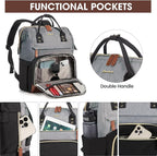 Focdod Laptop Backpack for Women Bag 15.6 Inch Work Business Backpacks Purse with USB Port Large Capacity Nurse Bag Backbag, Casual Daypack for Travel, Black-Grey-Brown
