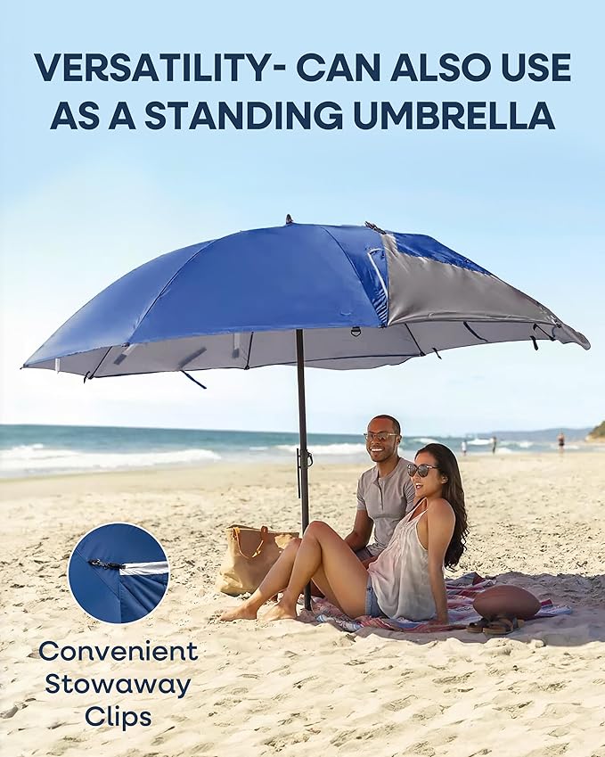 Sport-Brella Premiere UPF 50+ Umbrella Shelter with Patented Side Panels and Tilt Mechanism, Heavy-Duty 1.25 Inch Center Pole, Auger Anchor for Sand and Grass