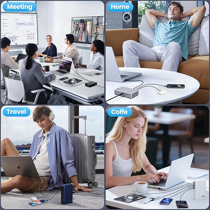 USB C Charger 730W USB C Charger Block,Upgraded GaN V 10-Port Fast Charging Station Hub,3X PD 100W Laptop Charging Adapter Compatible with MacBook Pro/Air,DELL,Steam Deck,iPhone 16/15/14,Galaxy S23