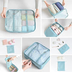 LANSKLBD 8 Set Packing Cubes for Suitcases Travel Luggage Packing Organizers,Travel Essentials Accessories Luggage Organizer with Shoe Bag Tioletry/Laundry Bag (light blue)