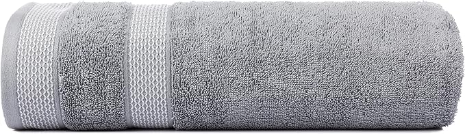 CASA COPENHAGEN Solitaire 6Pcs 100% Egyptian Cotton Large Designer Towels Gift Set- Grey - Electric Blue, 600GSM, 2Bath 2Hand 2Washcloths, Bath Towels for Bathroom Set for Women & Men