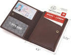 Polare Napa Leather Pilot Wallet Passport Holder RFID Blocking Tri-fold Travel Cover Document Organizer for Aviation Professionals (Coffee)