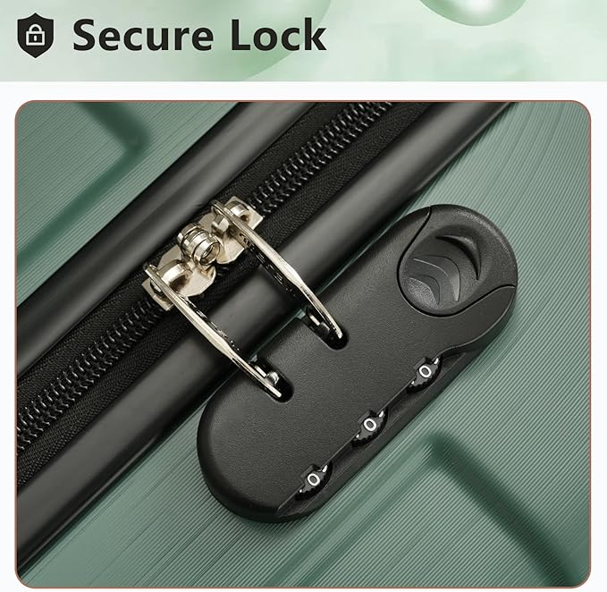 3 Piece Luggage Set, Hardside Suitcase with Spinner Wheels, TSA Lock & Expandable Hard Shell, Carry on and Checked Luggage for Travel, Maletas de Viaje for Men & Women(Green 3 Sets, 20/24/28")