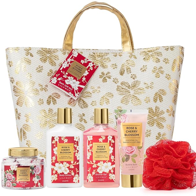 Gifts for Women, Mothers Day Gifts for Mom - 6Pcs Rose Bath and Body Gift Set Spa Gift Sets for Women Gift for Sisters with Travel Bag | Perfect Christmas, Birthday, Valentines Day Gift for Her