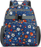 FlowFly Kids Backpack for Toddler Boys Girls, Simple Lightweight Bookbag for Daycare Kindergarten Elementary School Travel, Small Modern Bag (Medium 15''), Football