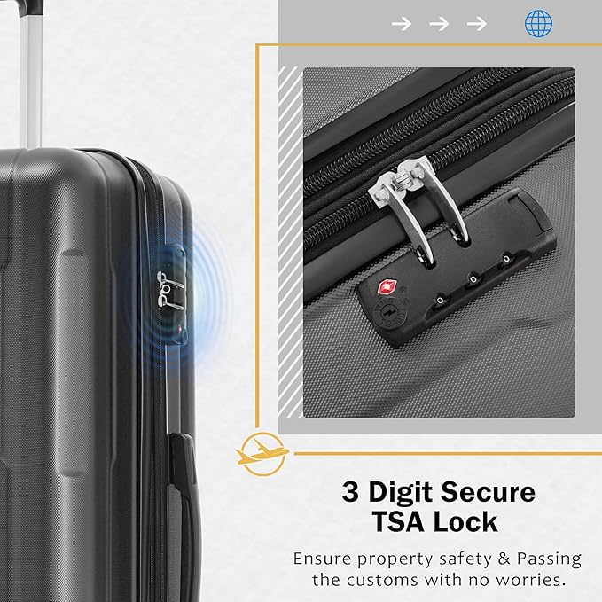 Merax Luggage Sets 20/28 Inch Suitcase Sets with TSA Lock Hardshell Luggage with Bags