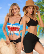 CHICGAL 2 Pieces Women Beach Sarong Bathing Suit Wrap Skirt Sheer Bikini Swimsuit Cover Ups for Swimwear